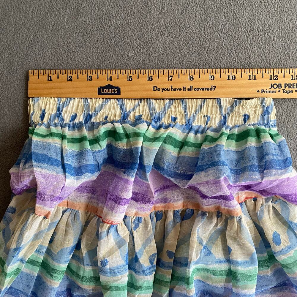 Vintage 80s 90s NOS Two Potato Tiered Midi Skirt XS Pastel Boho Coastal Sheer - Picture 6 of 9